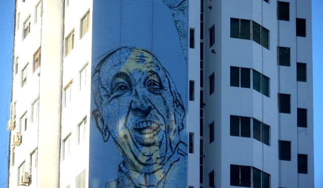 En La Plata crece el mural más extenso dedicado al 'Papa de la paz'
